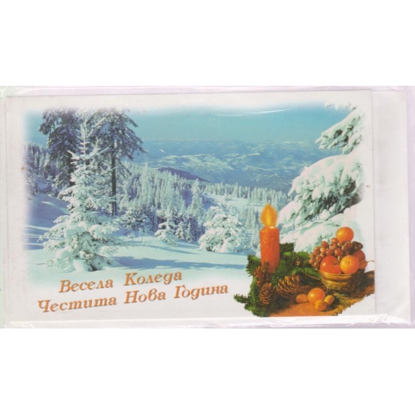 Коледна и Новогодищна картичка-двойна с плик