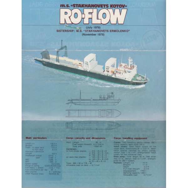 m.s. "Stakhanovets Kotov"RO-FLOW(july 1978)...-karta,diplqnka
